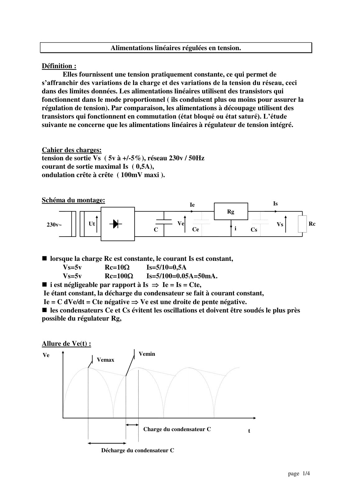First page of Alimentations linéaires régulées en tension.