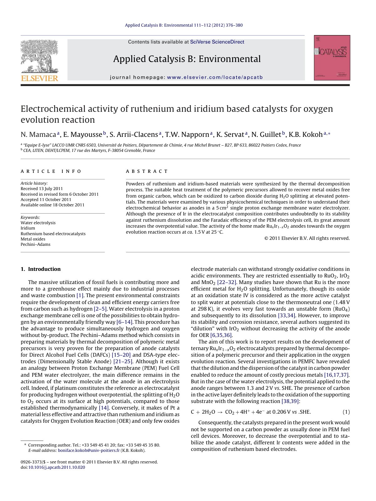 First page of Electrochemical activity of ruthenium an