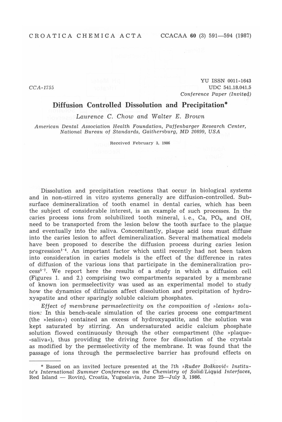 First page of Diffusion Controlled Dissolution and Pre