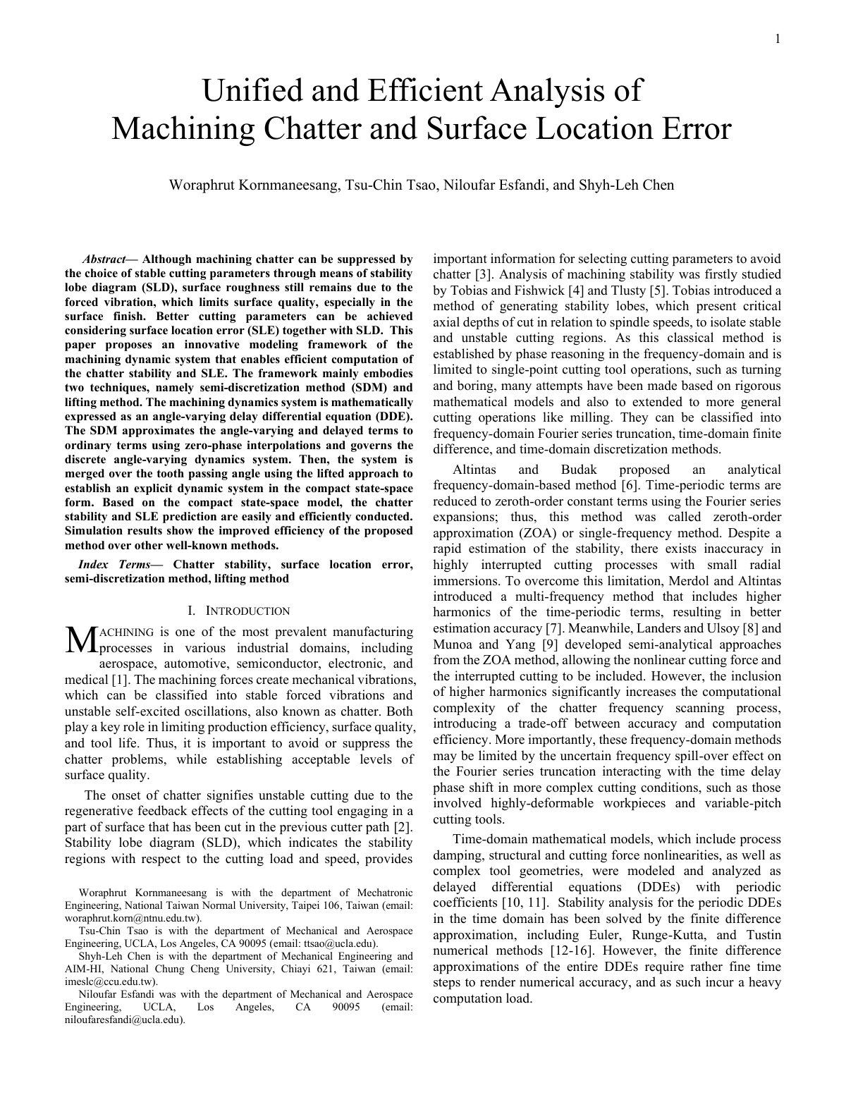 First page of 1Abstract— Although machining chatter can be suppressed by