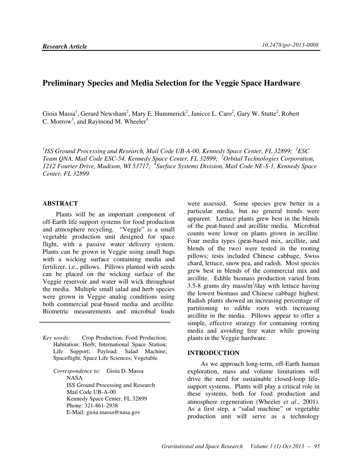 First page of Preliminary Species and Media Selection