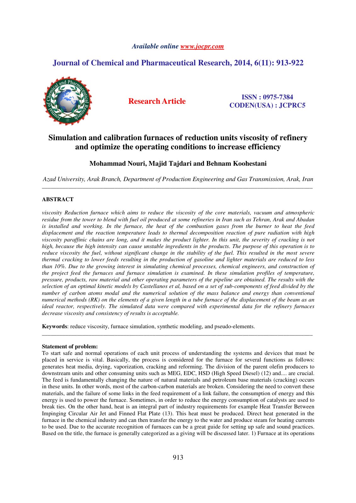 First page of Simulation and calibration furnaces of r