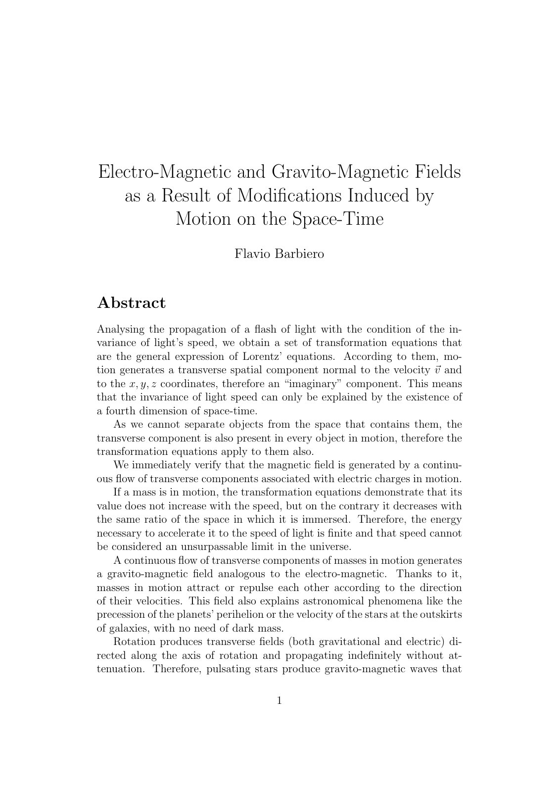 First page of Electro Magnetic and Gravito Magnetic Fi