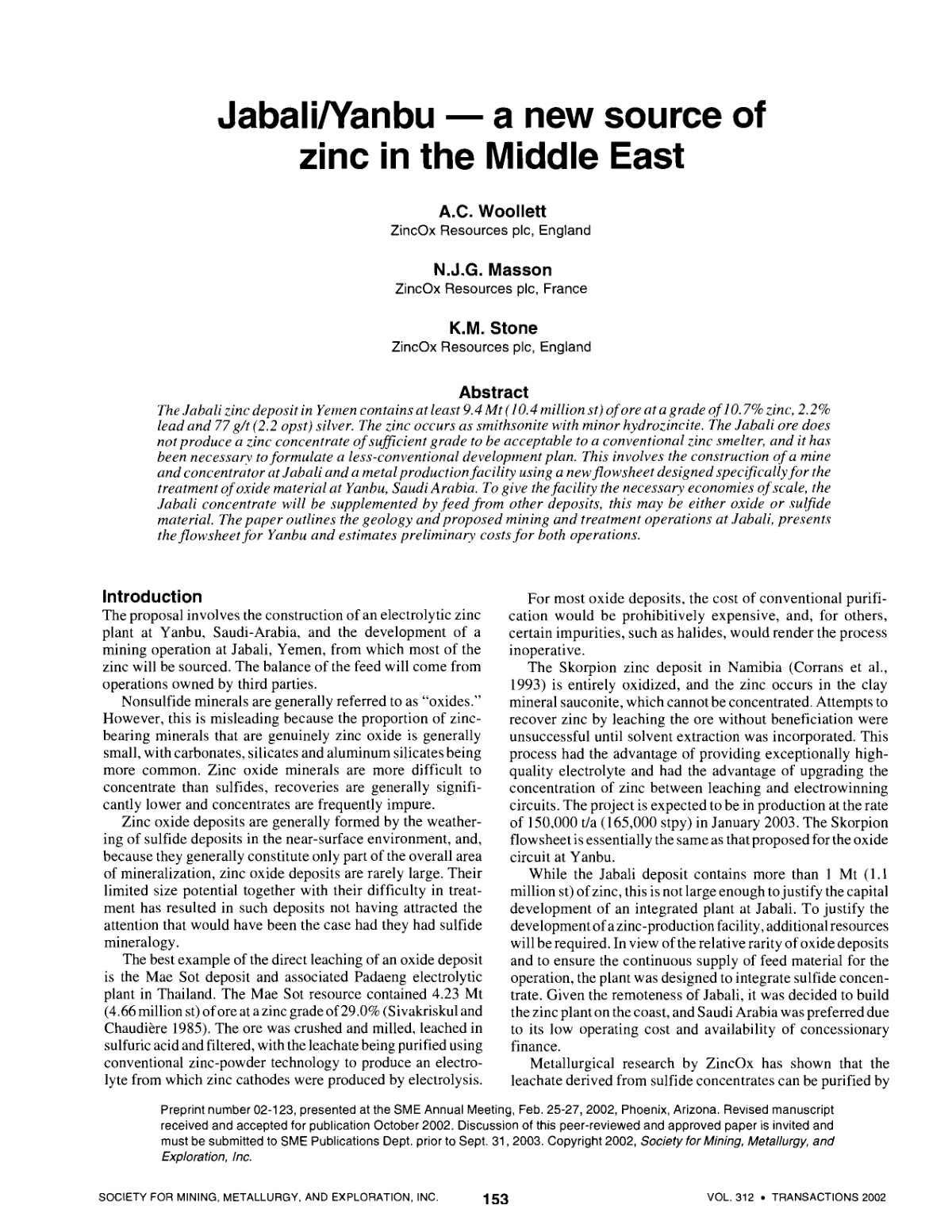First page of Jabali Yanbu   A New Source Of Zinc In The Middle East
