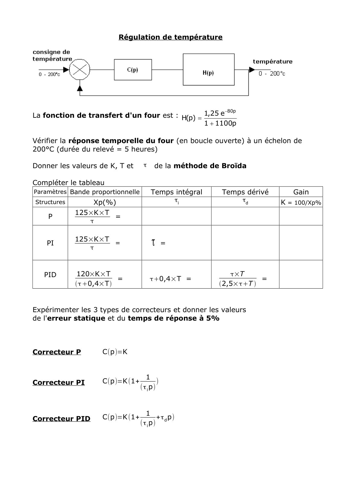 First page of Régulation de température