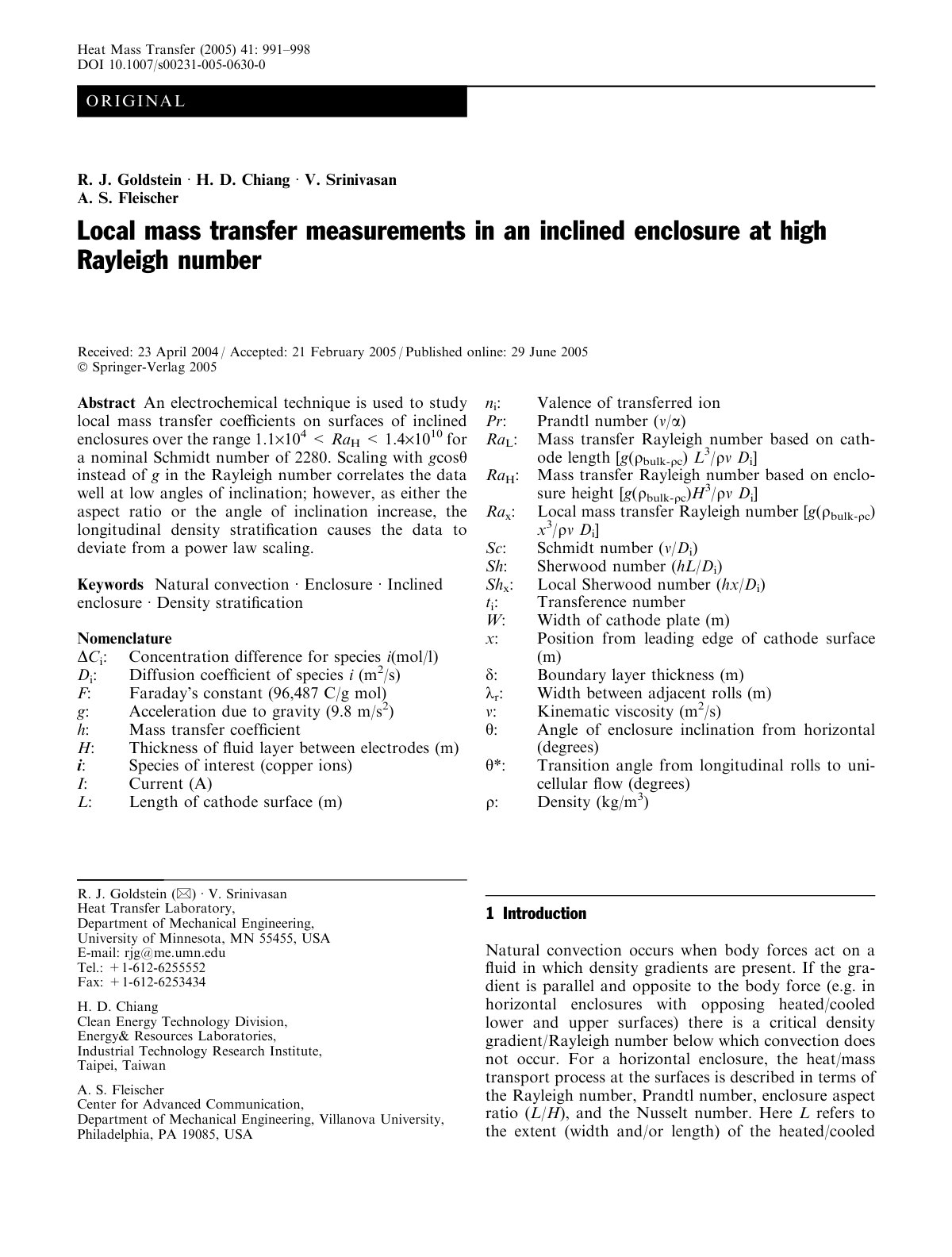 First page of Local mass transfer measurements in an i
