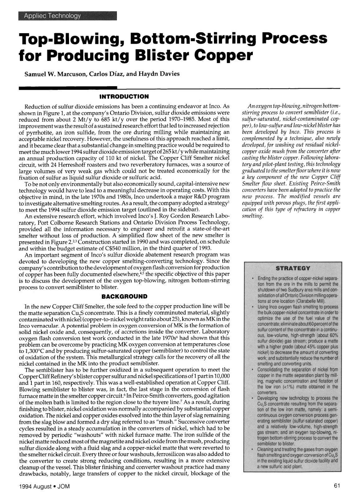 First page of Top blowing bottom stirring process for