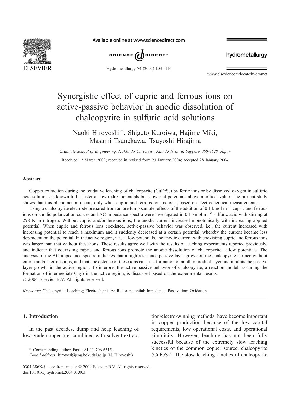First page of Synergistic effect of cupric and ferrous
