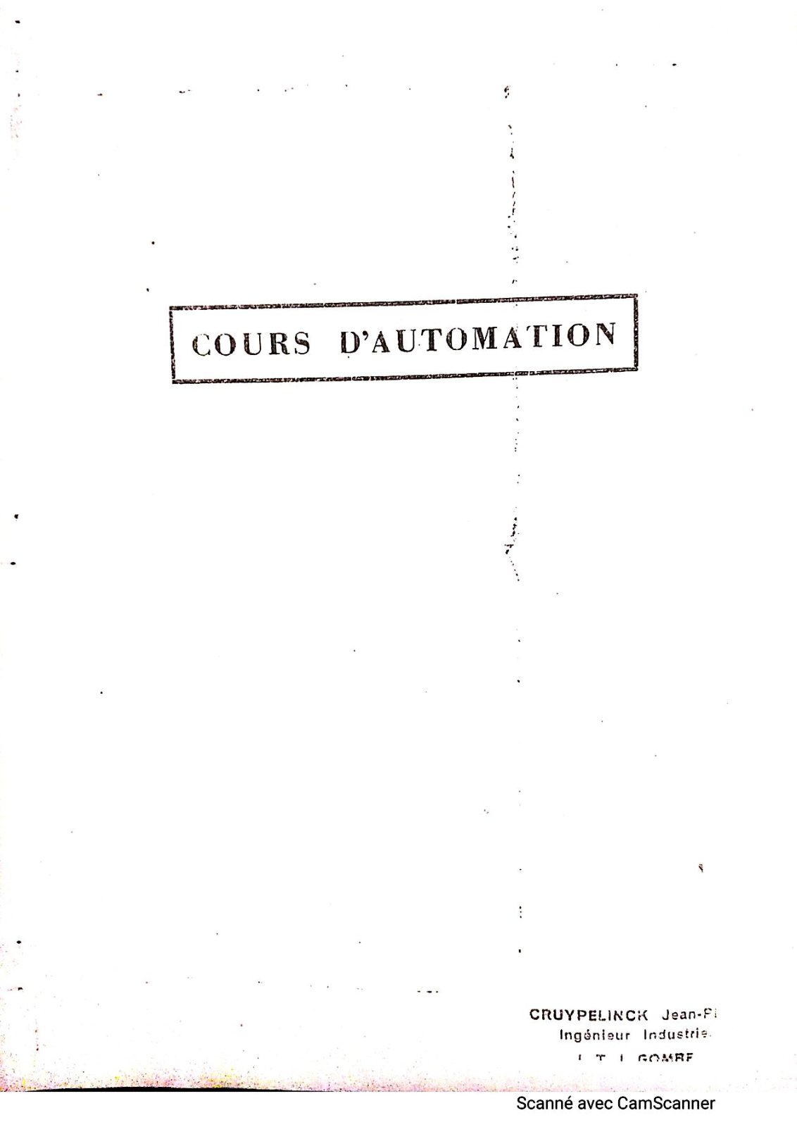 First page of Cours d'automation I.T.I.Gombe 