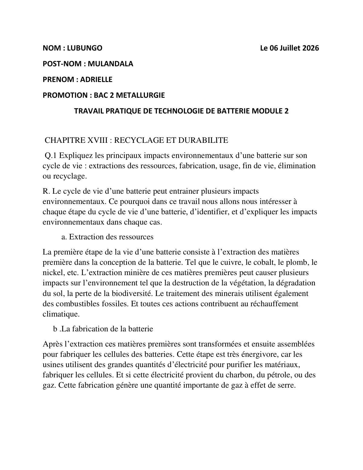 First page of TP DE TECHNOLOGIE DE BATTERIE MODULE 2 (1)