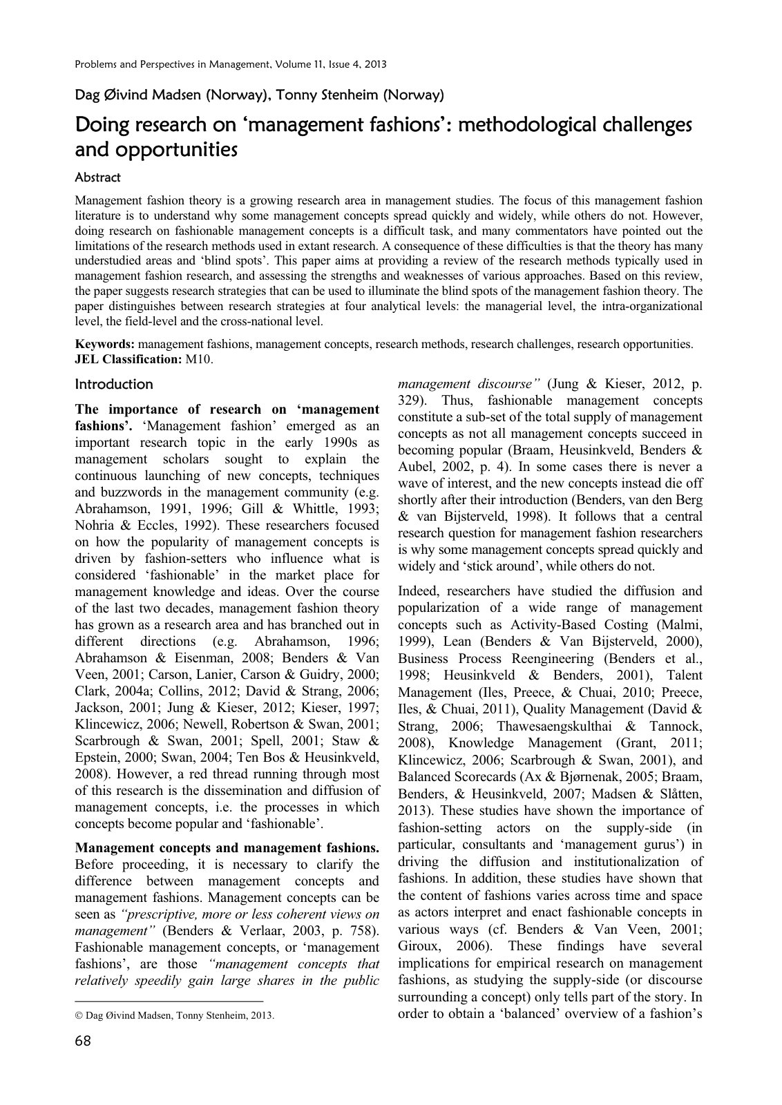 First page of Doing research on management fashions me