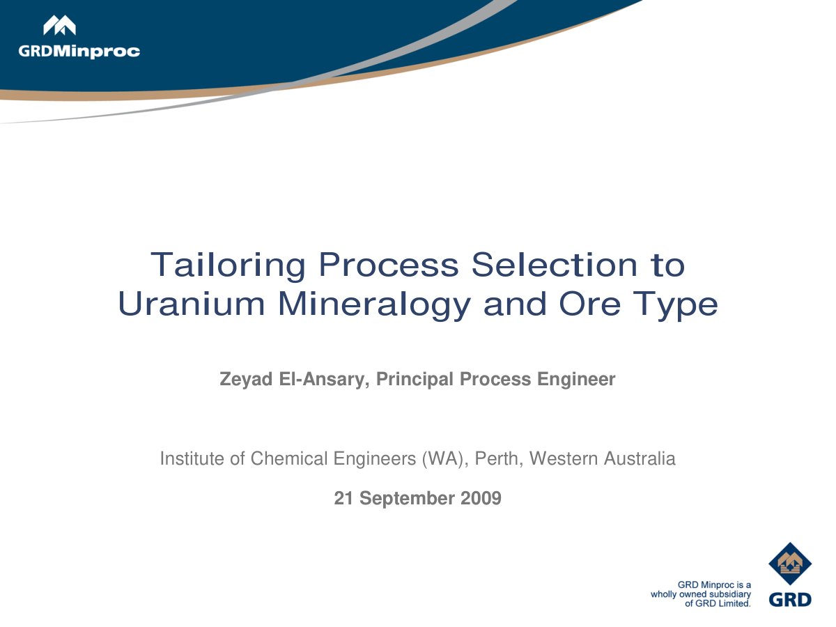 First page of IChemE Uranium Presentation v1 1