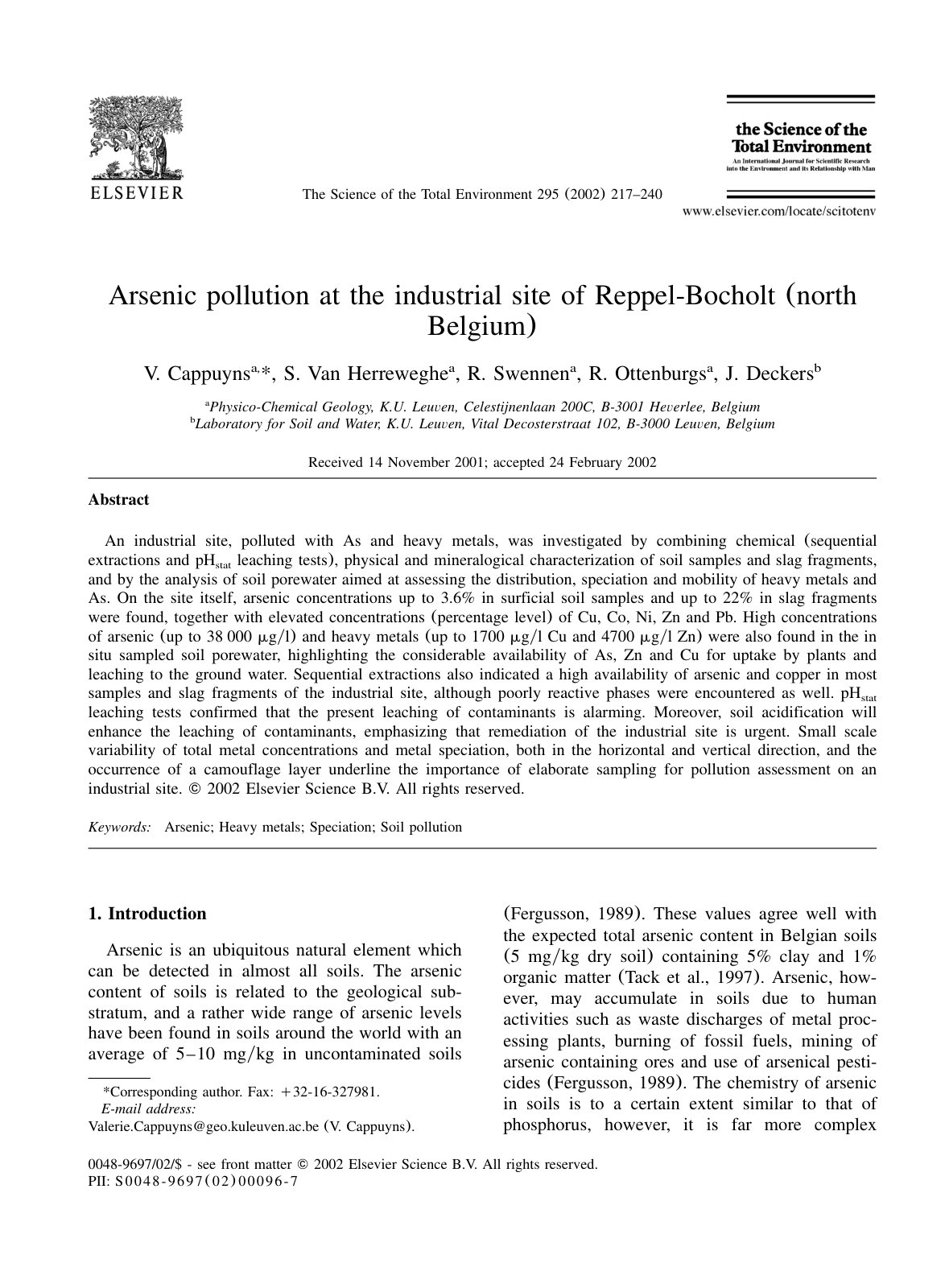 First page of Arsenic pollution at the industrial site
