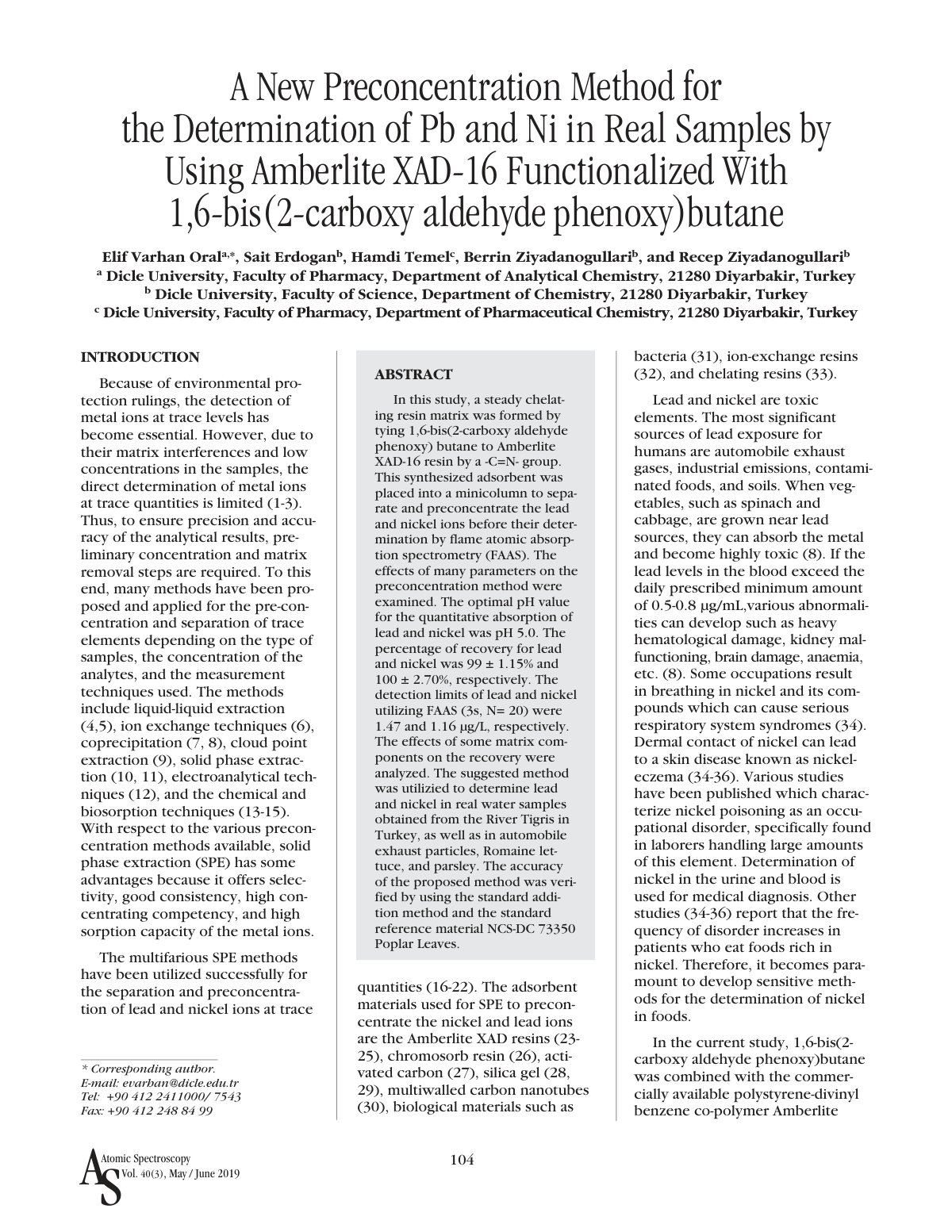 First page of A New Preconcentration Method for the De