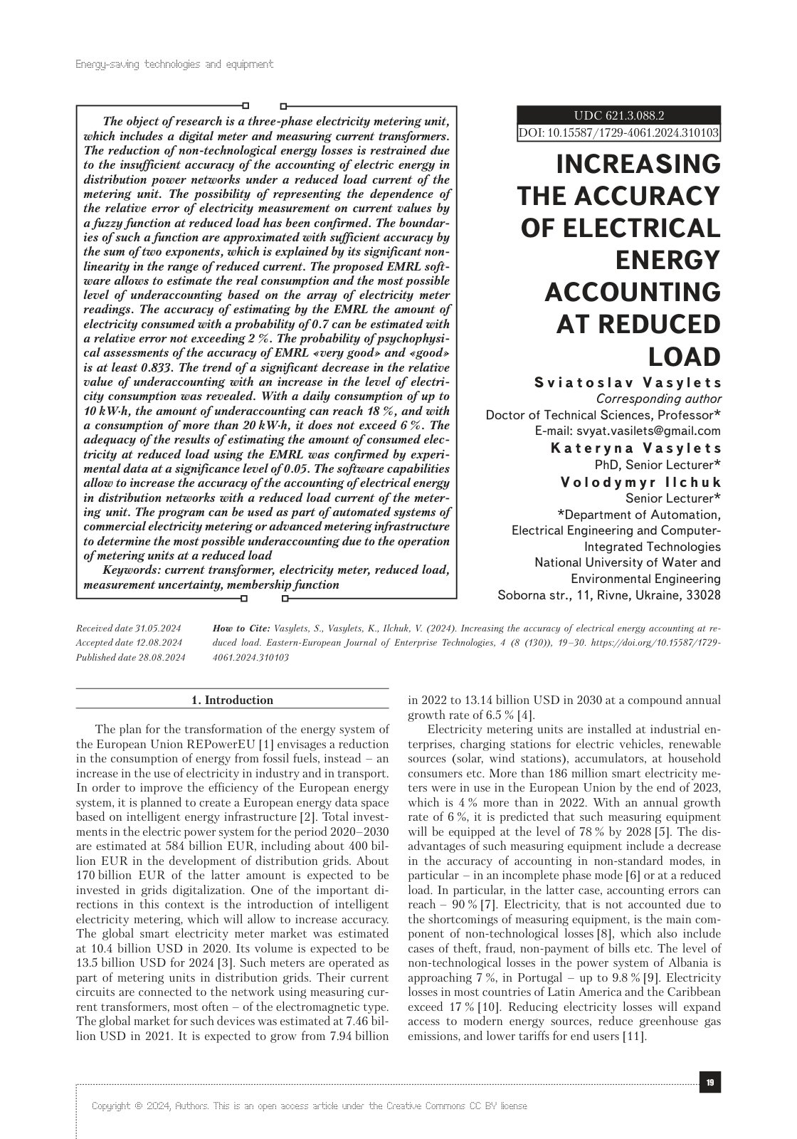First page of Increasing the accuracy of electrical energy accou