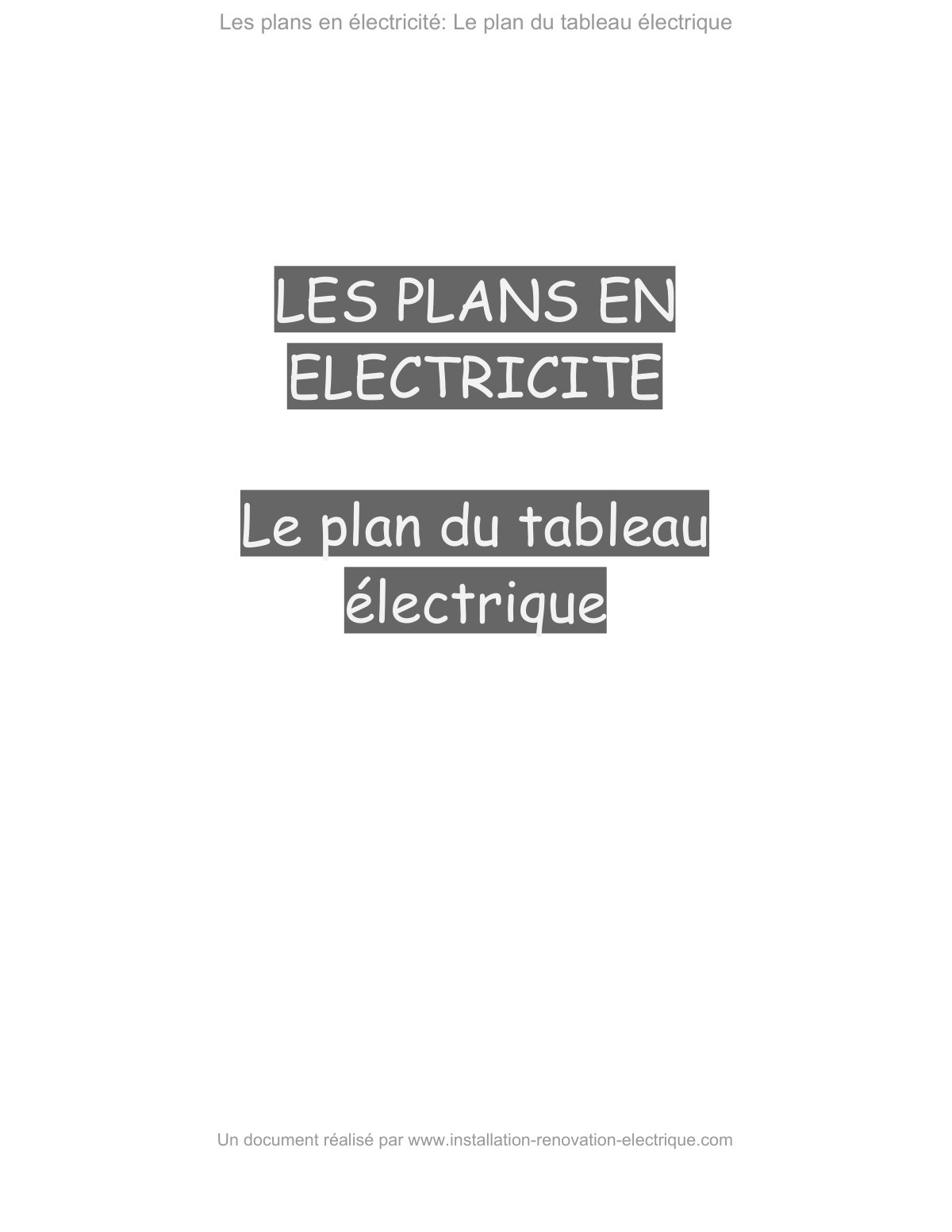 First page of plan tableau electrique