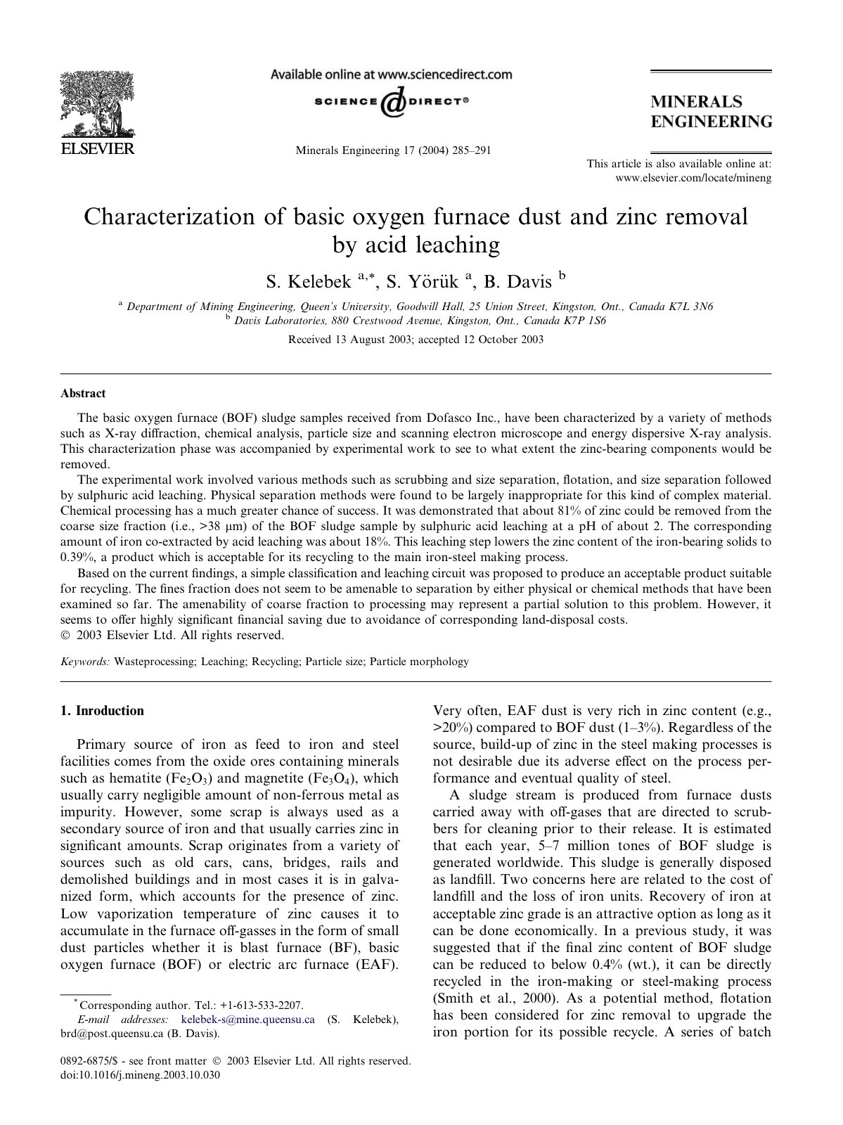 First page of Characterization of basic oxygen furnace