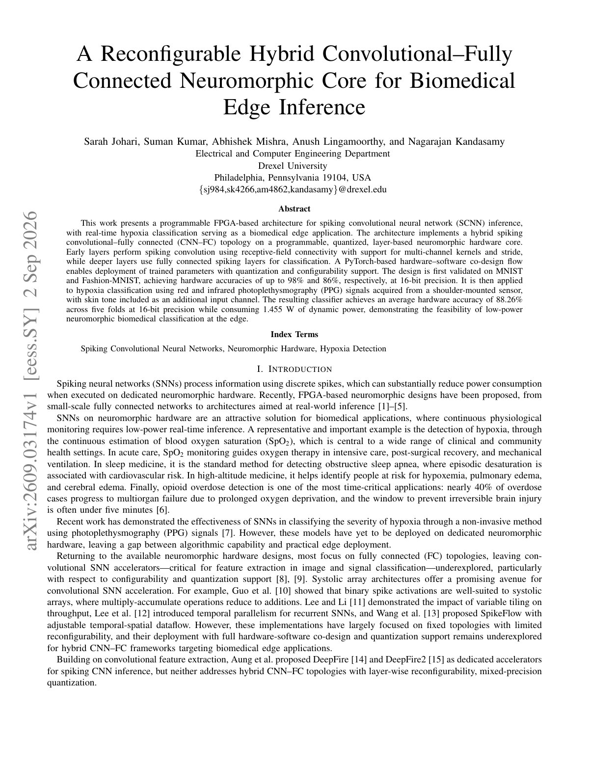 First page of 2026 Johari Reconfigurable Neuromorphic Edge Core