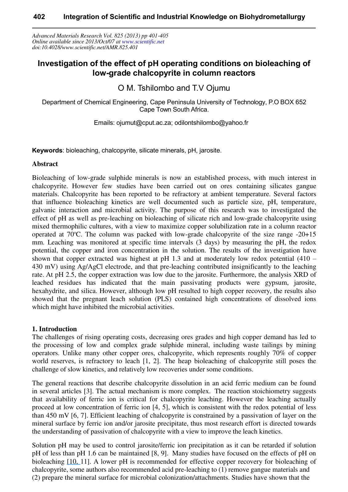 First page of Investigation of the Effect of pH Operat