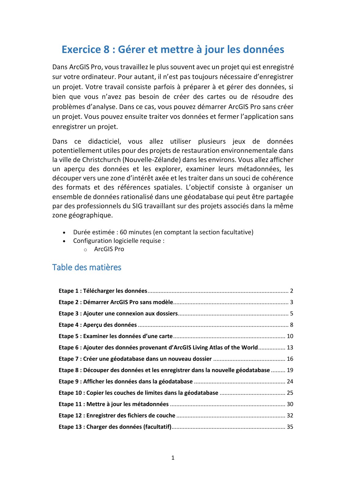 First page of 20   EX8 B G rer les donn es et mettre jour les donn es
