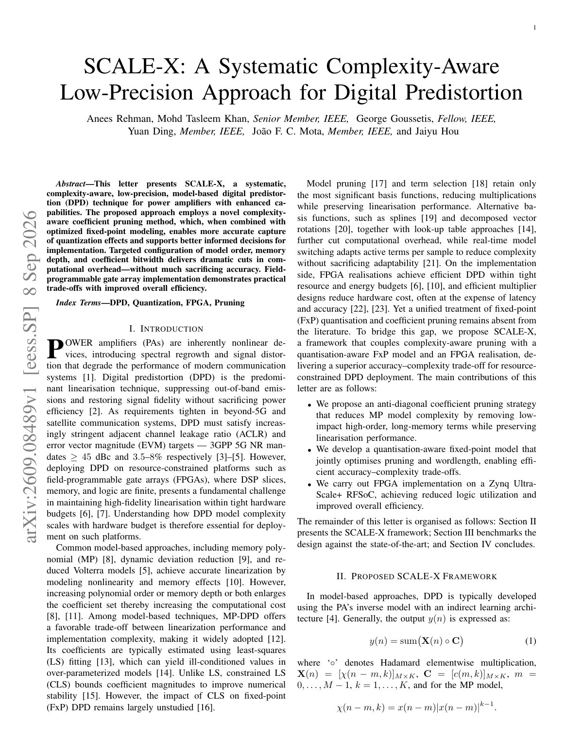 First page of 2026 Rehman SCALE X Low Precision Digital Predistortion