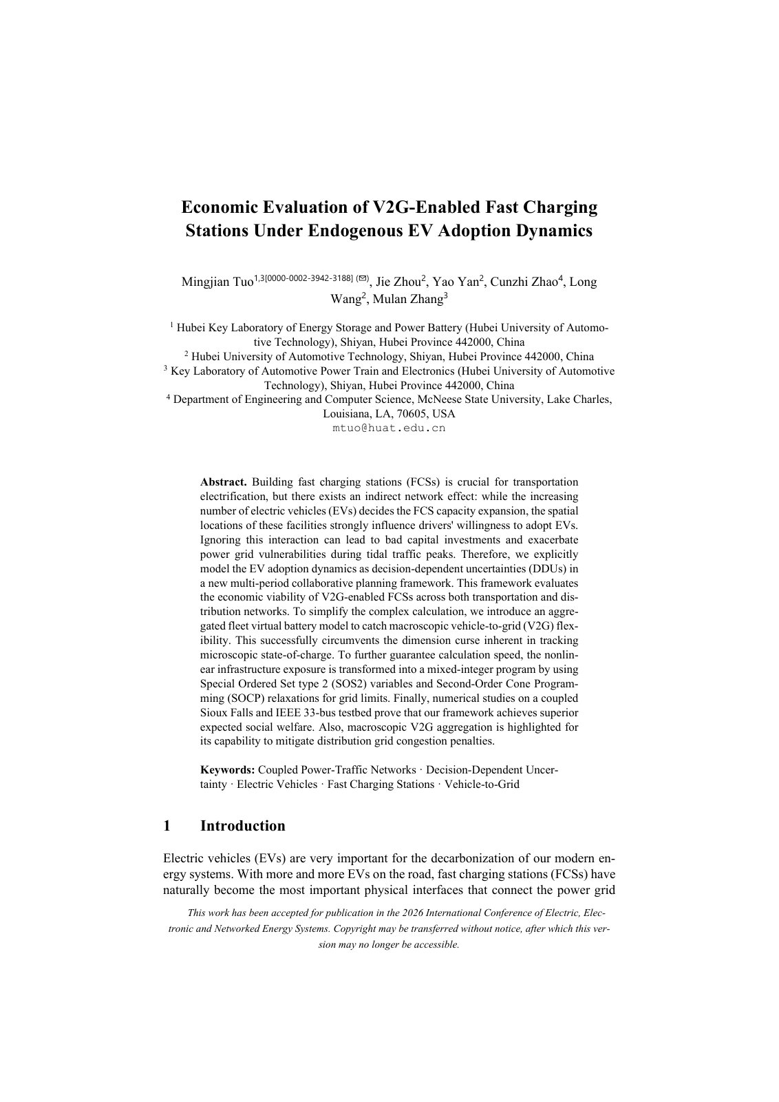 First page of 2026 Tuo V2G Fast Charging Economic Evaluation