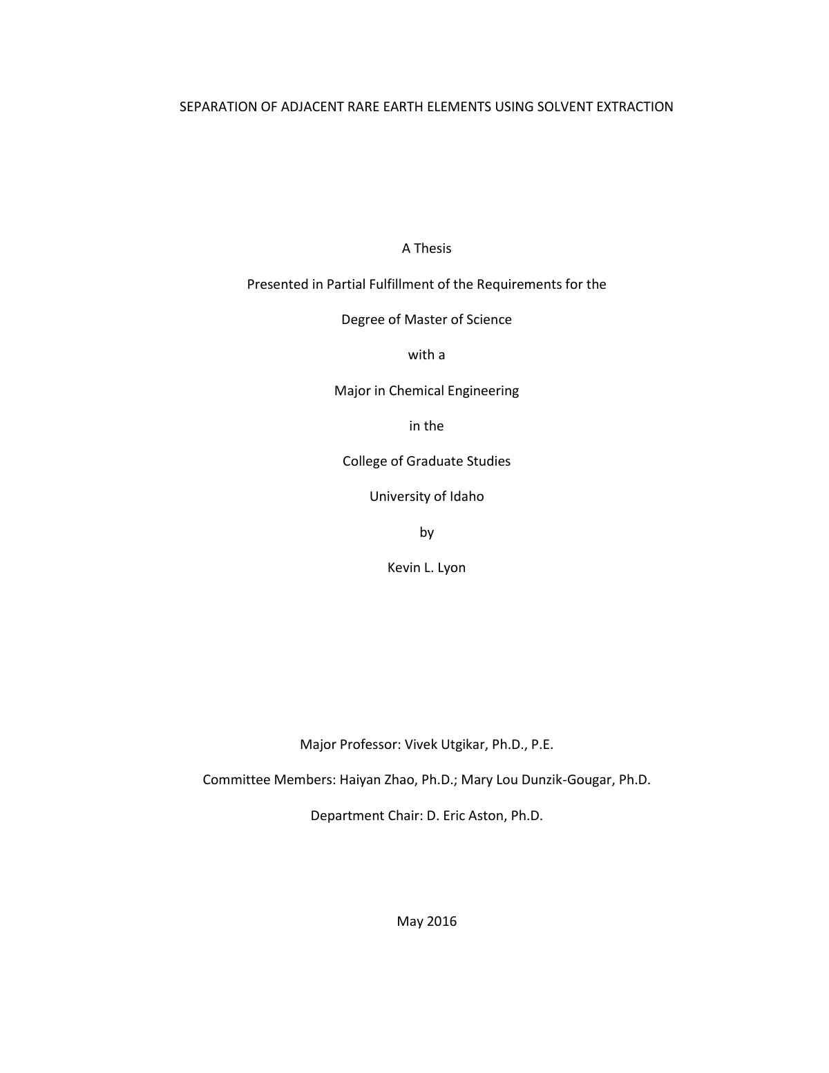 First page of SEPARATION OF ADJACENT RARE EARTH ELEMENTS USING SOLVENT EXTRACTION