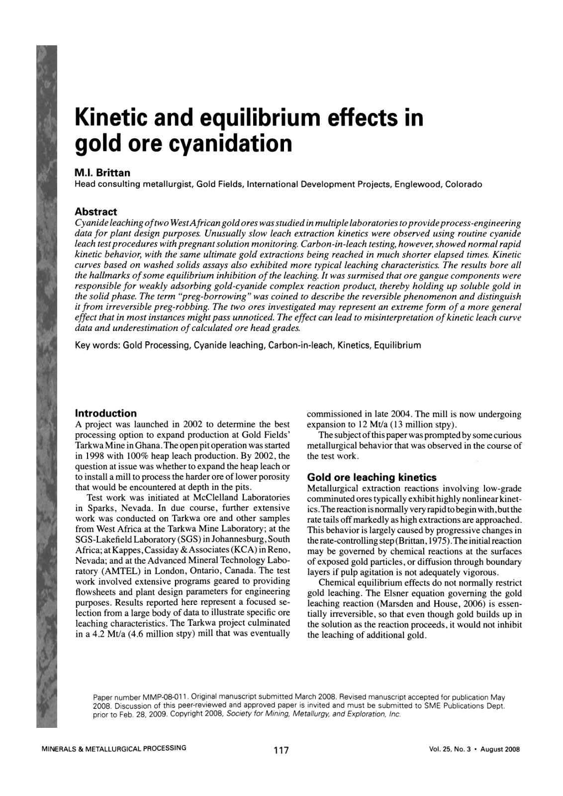 First page of Kinetic and equilibrium effects in gold