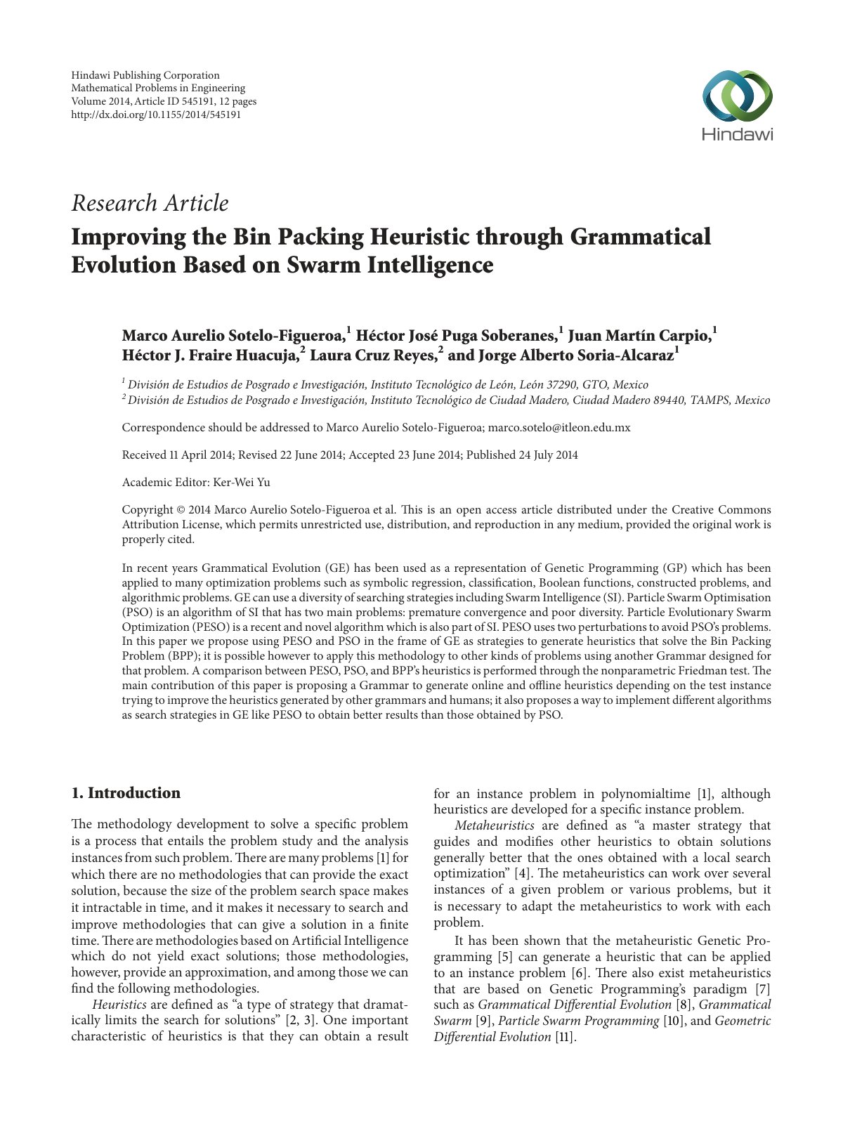 First page of Improving the Bin Packing Heuristic thro