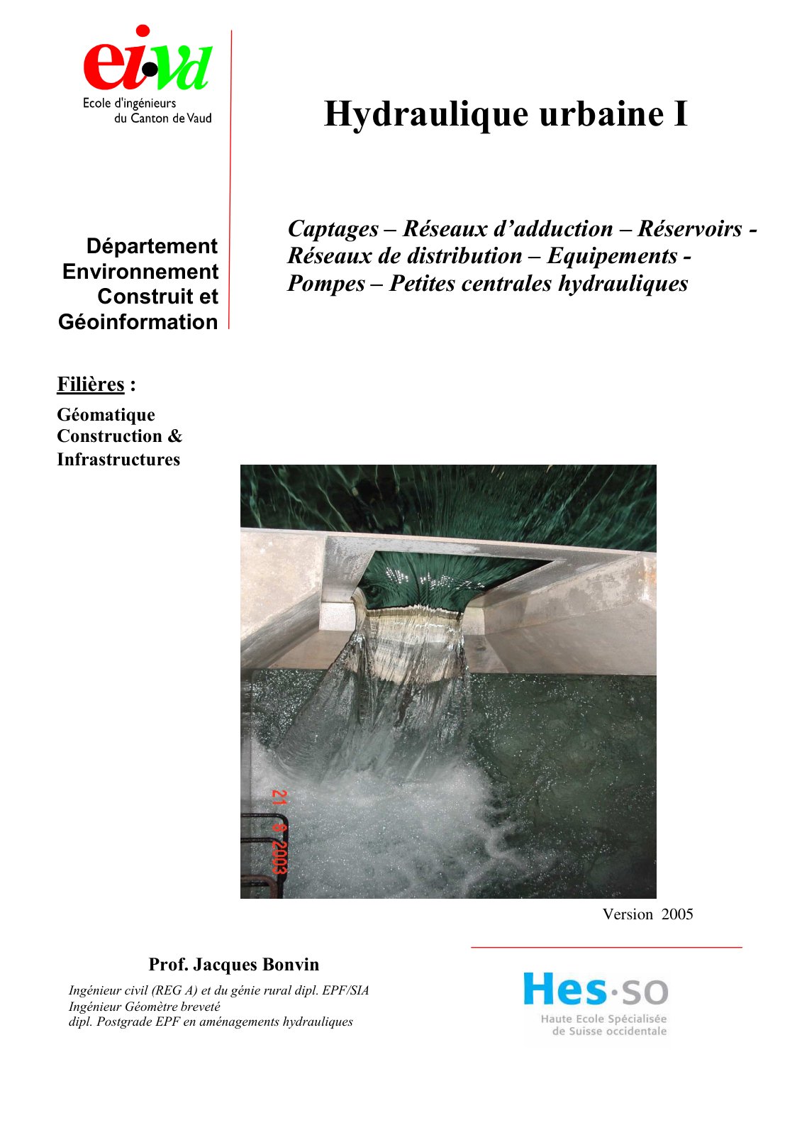 First page of Hydraulique urbaine I