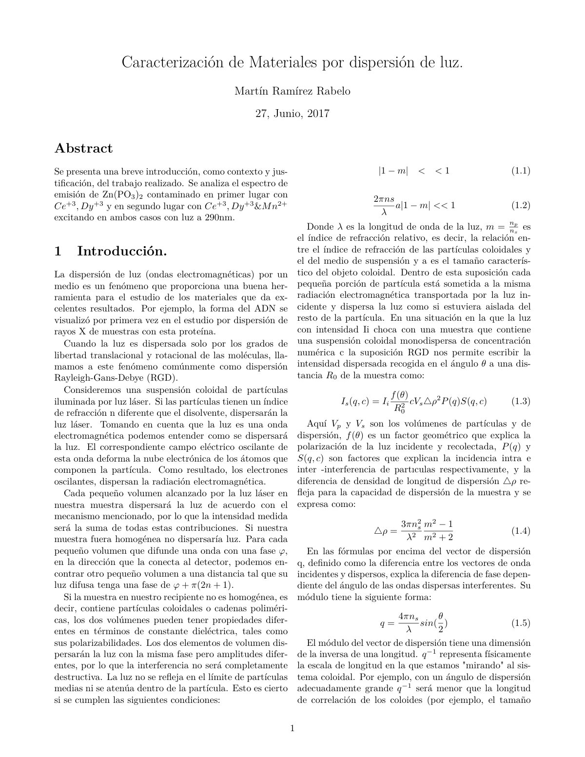 First page of Caracterizacion de Materiales por disper