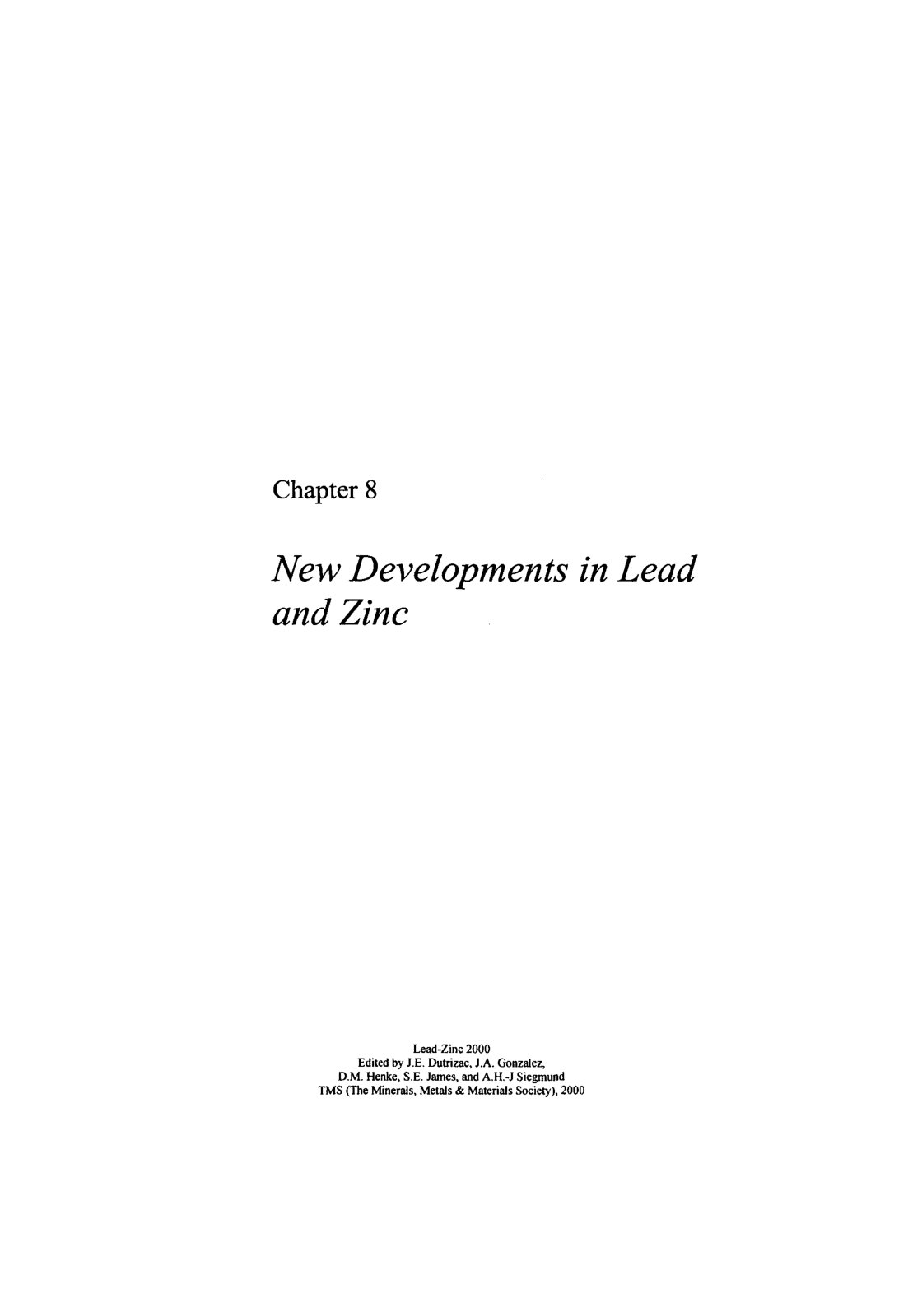 First page of New Developments in Lead and Zinc