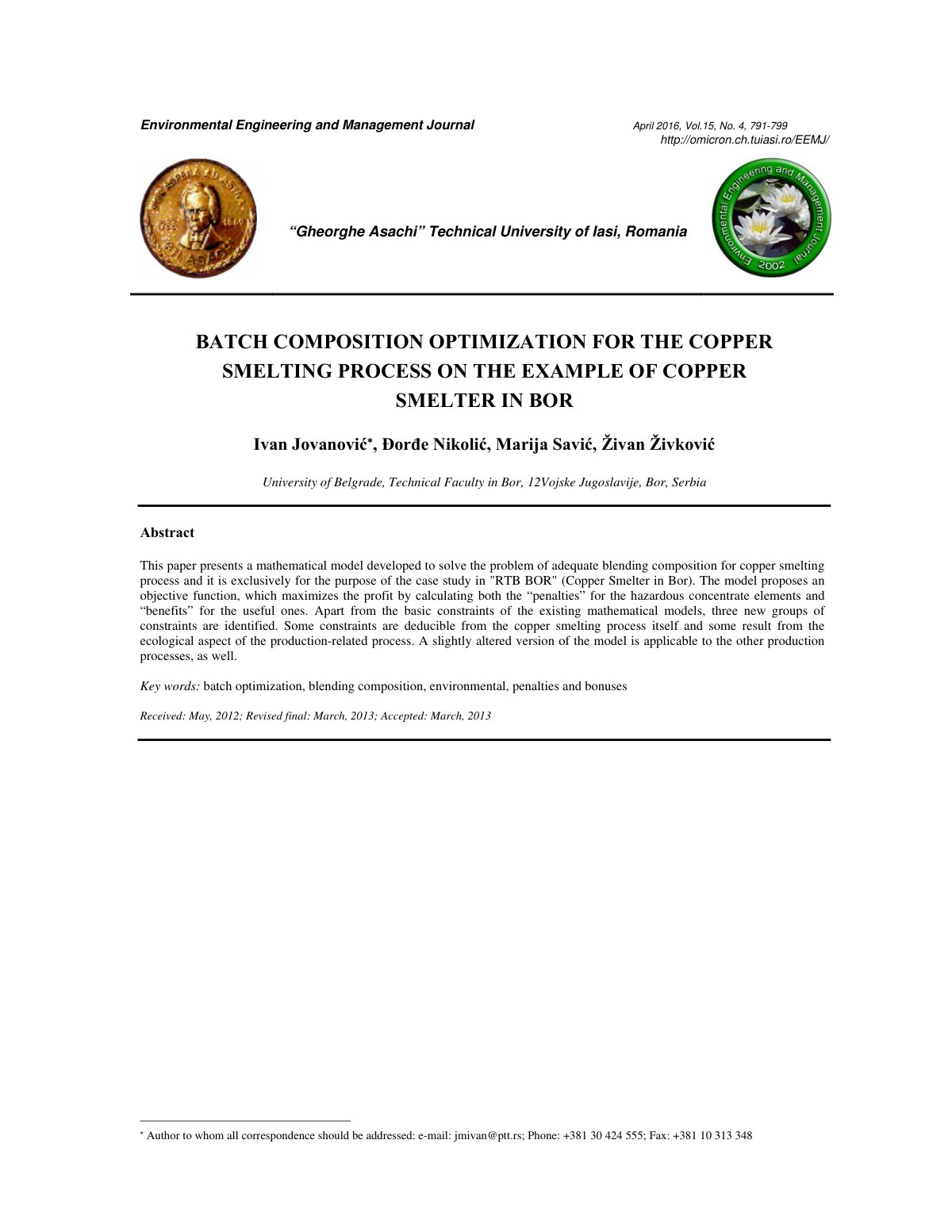 First page of Batch Composition Optimization for the C
