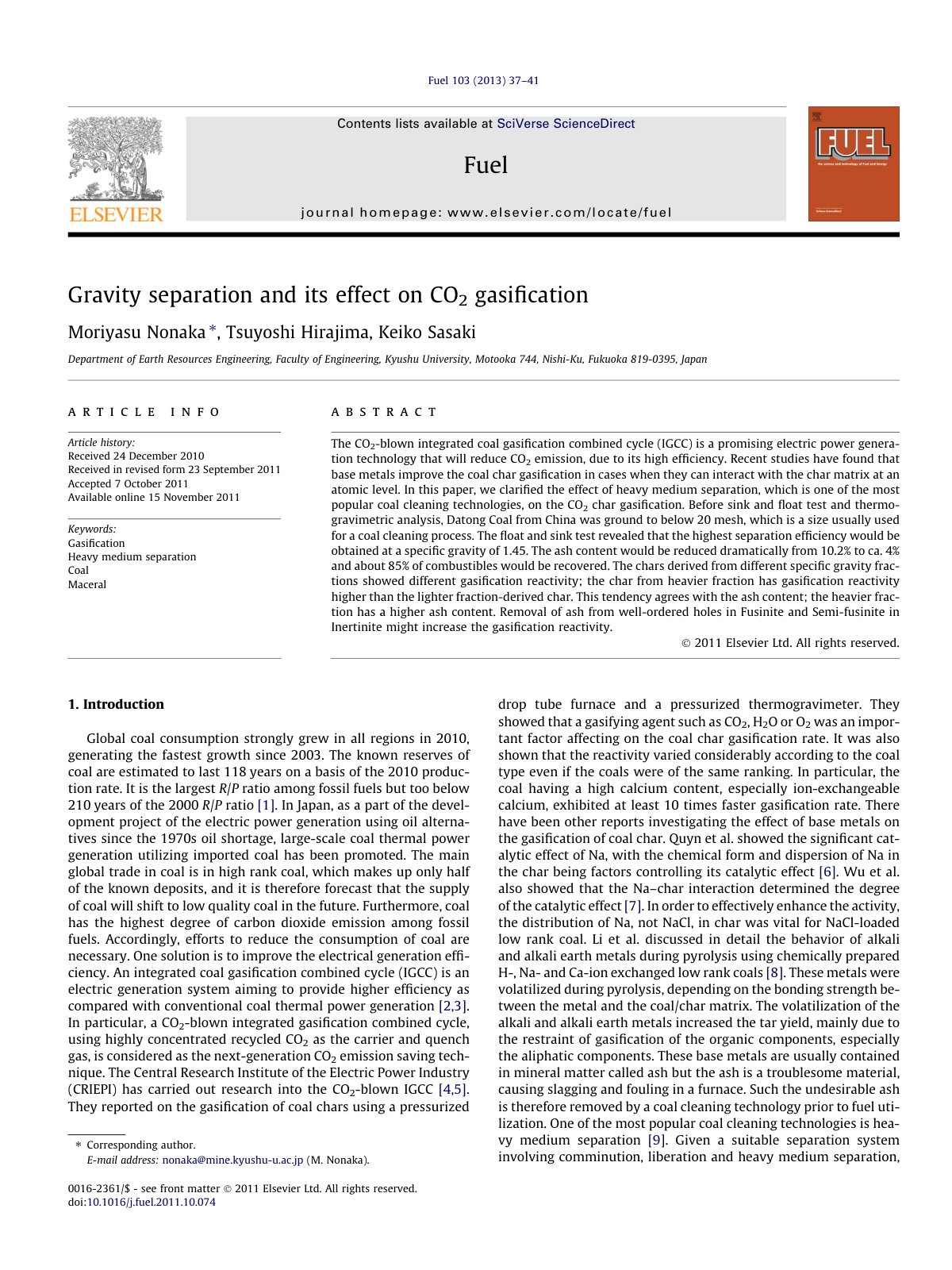 First page of Gravity separation and its effect on CO2