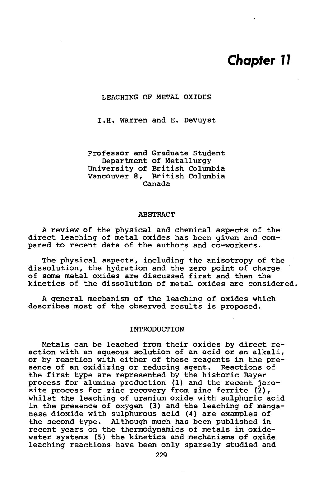 First page of LEACHING OF METAL OXIDES