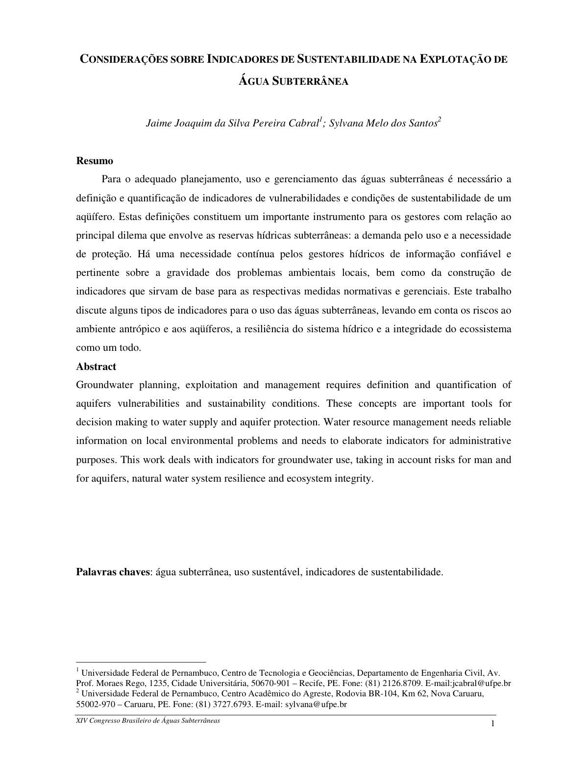 First page of Consideracoes Sobre Indicadores De Suste