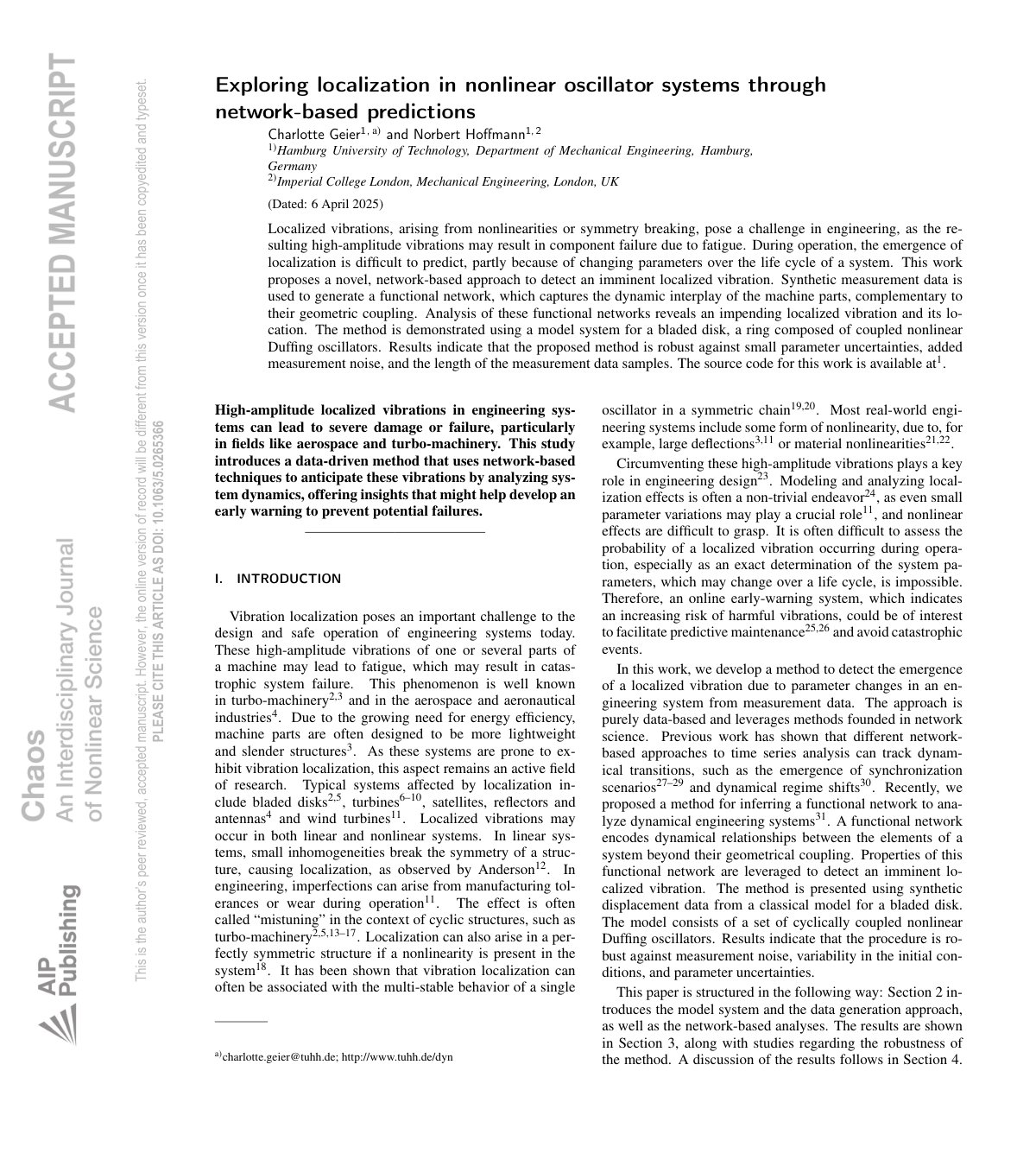 First page of Exploring localization in nonlinear oscillator systems through