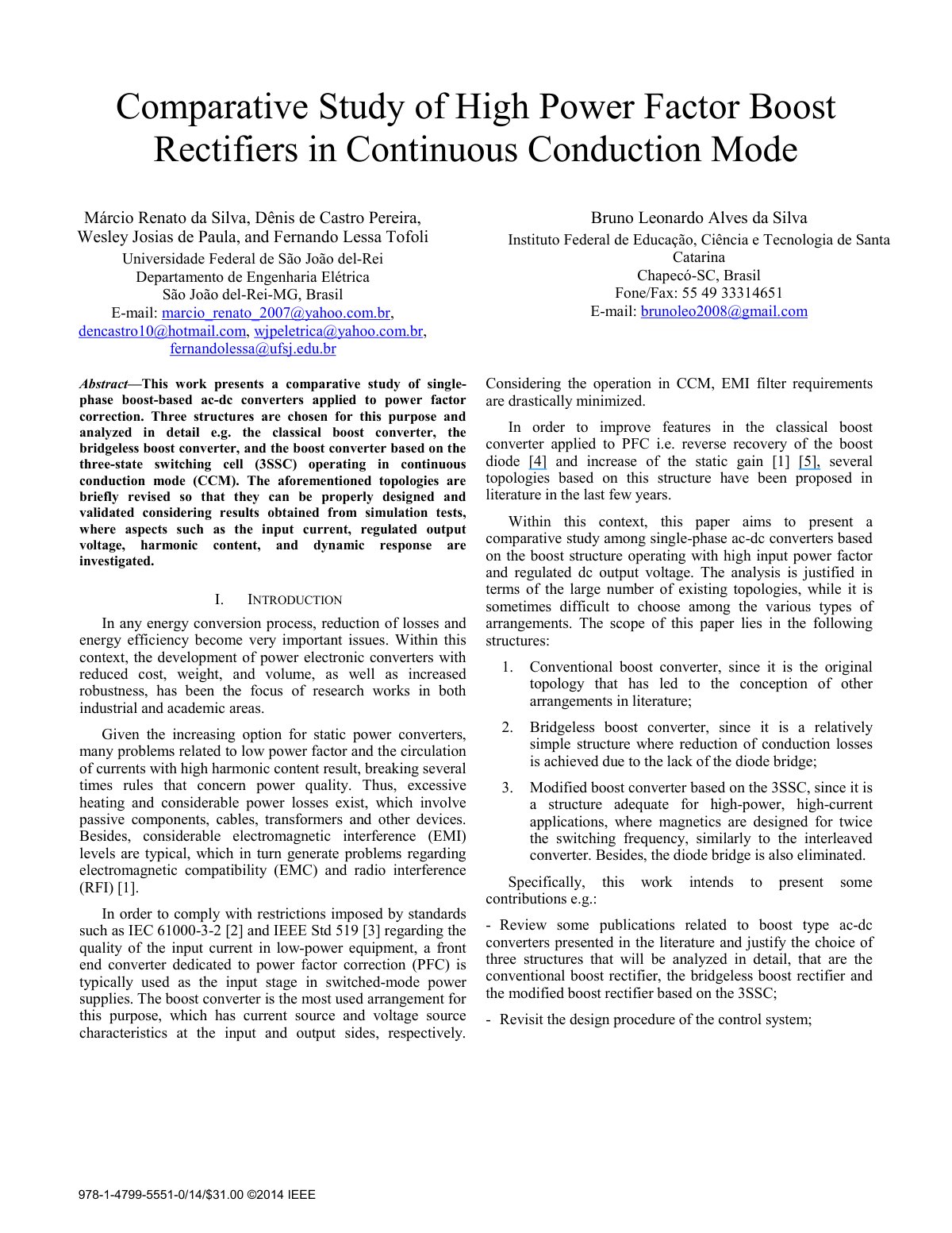 First page of Comparative Study of High Power Factor Boost Rectifiers in Continuous Conduction Mode
