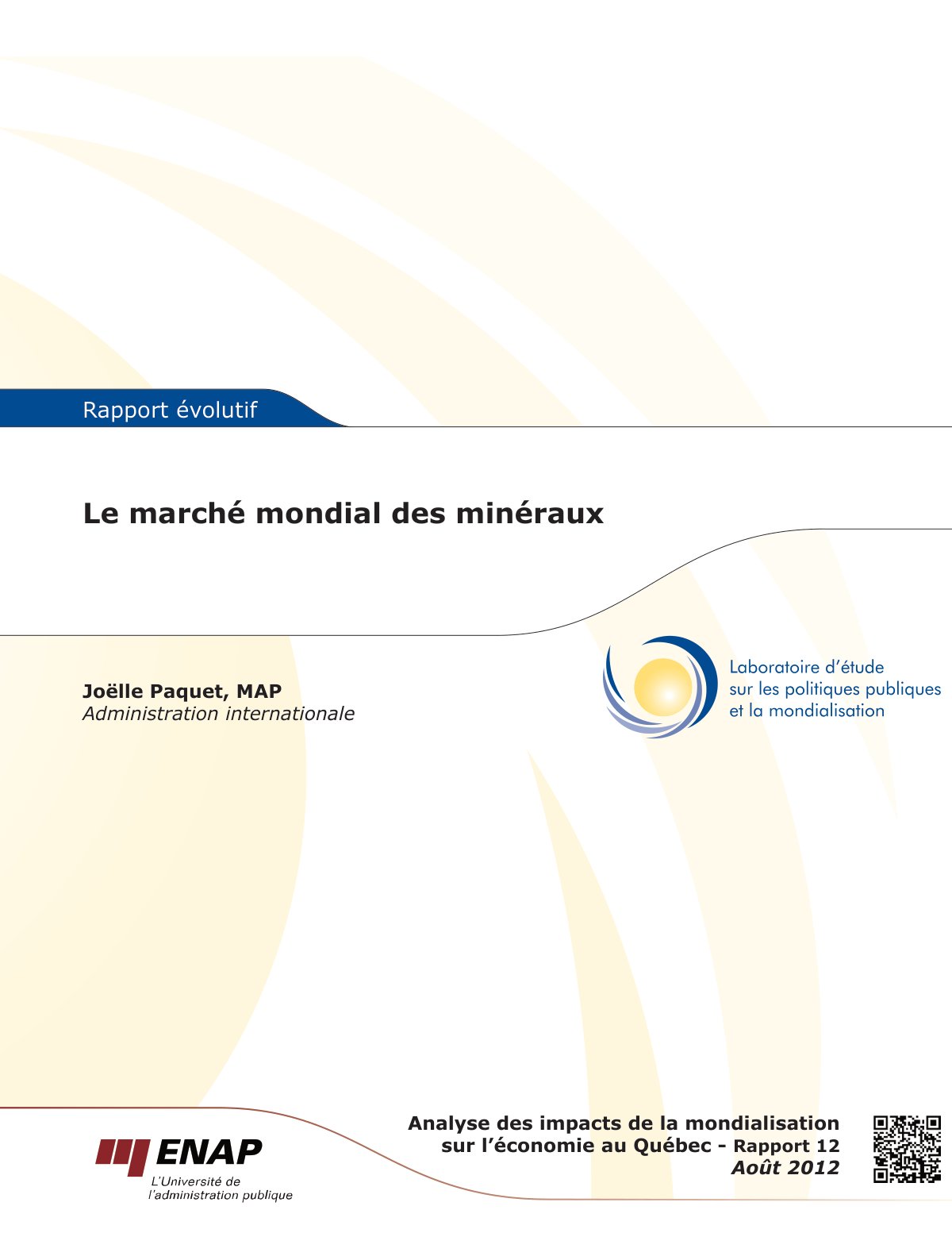 First page of Le marché mondial des minéraux