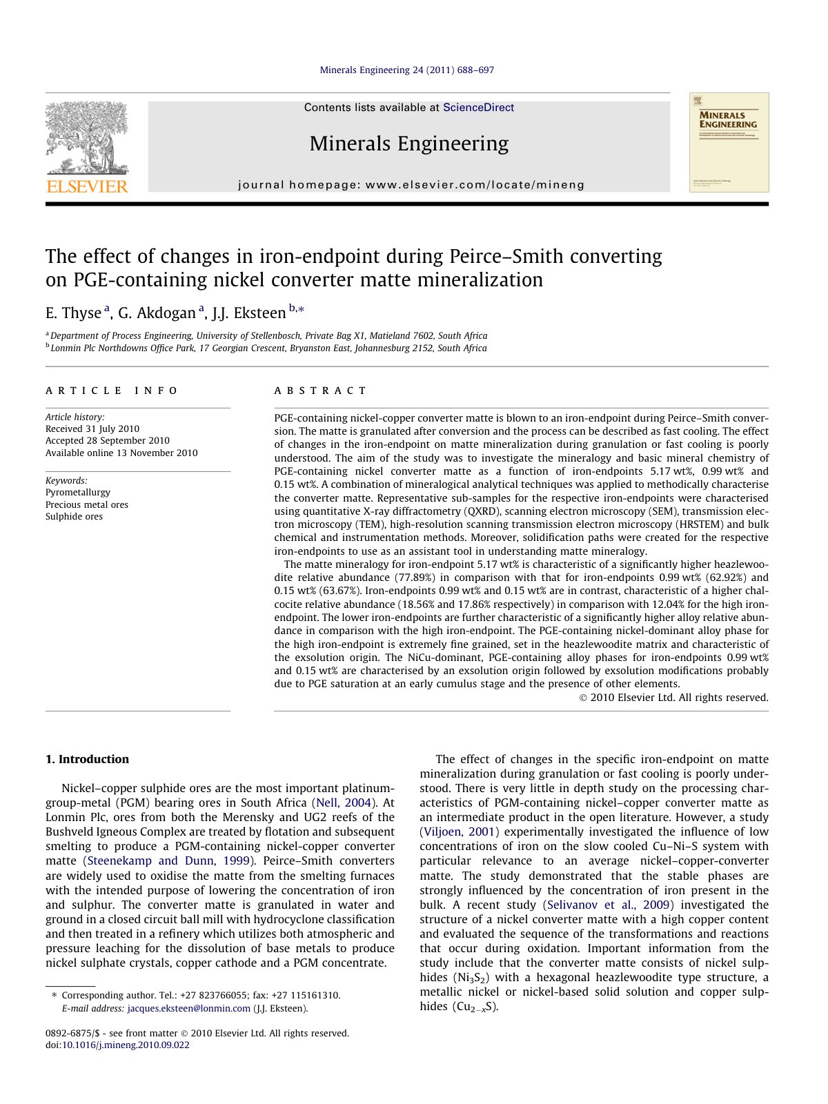 First page of The effect of changes in iron endpoint d