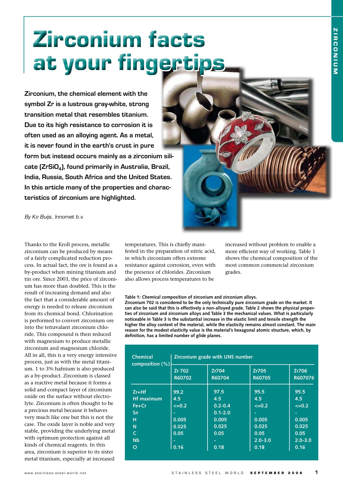 First page of zirconium