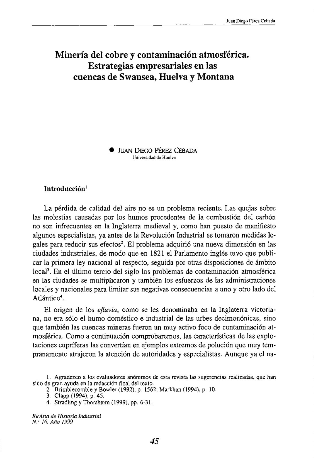 First page of Mineria del cobre y contaminacion atmosf