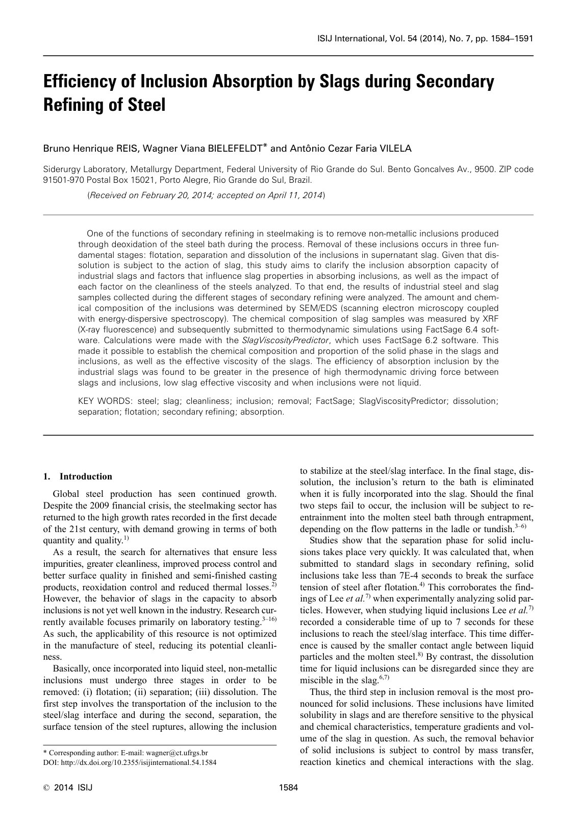 First page of Efficiency of Inclusion Absorption by Sl