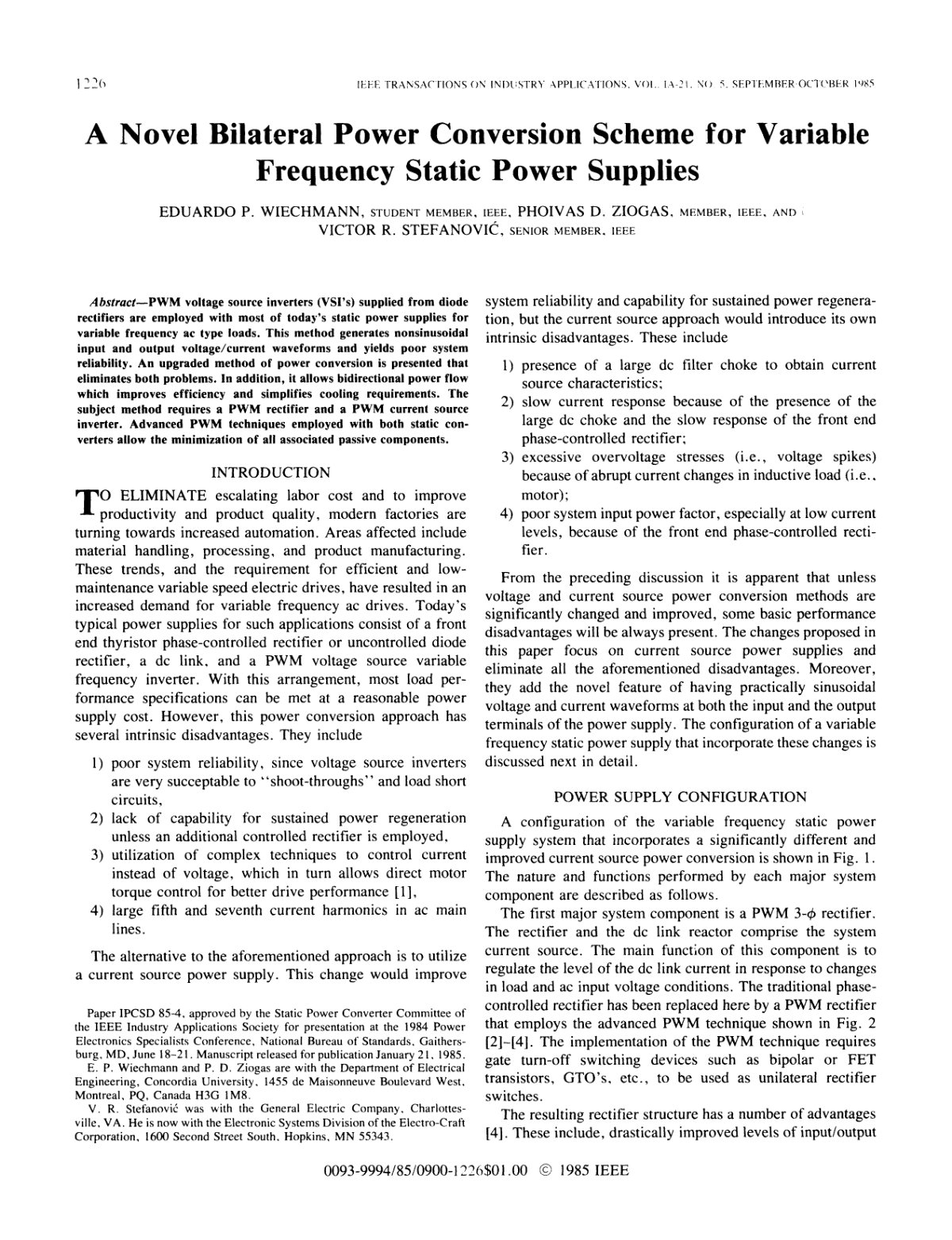 First page of A Novel Bilateral Power Conversion Schem
