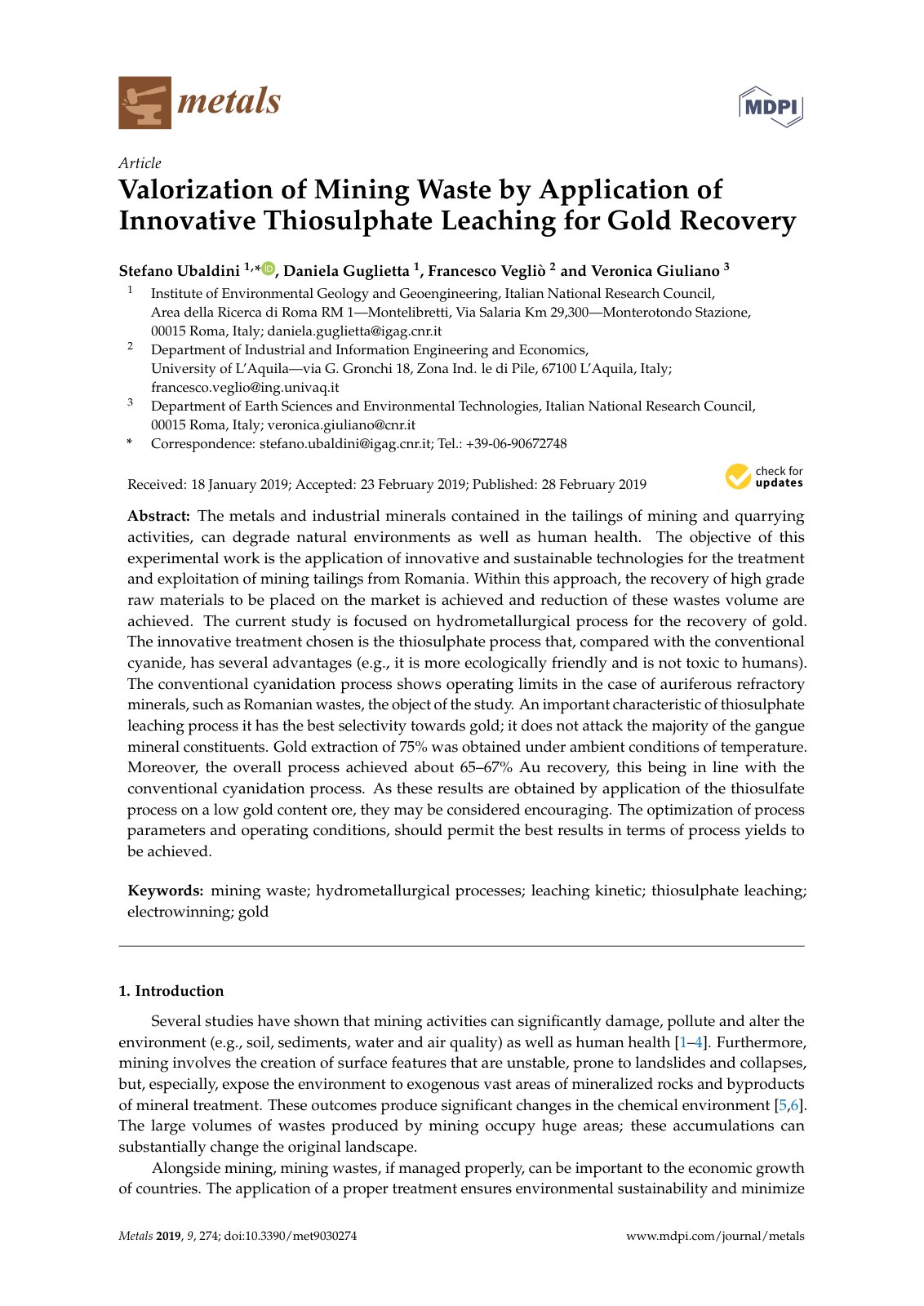 First page of Valorization of Mining Waste by Applicat
