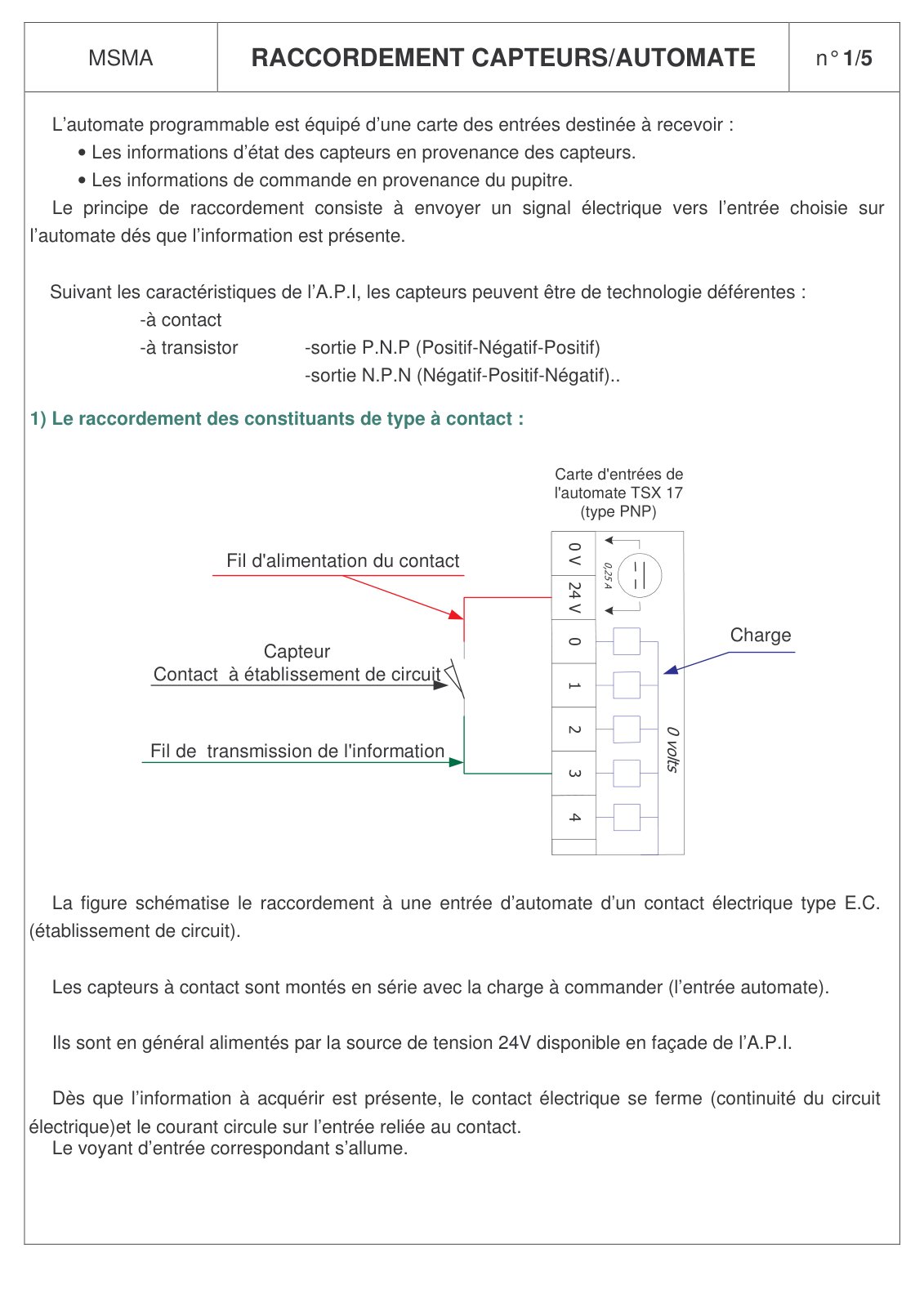 First page of raccordement capteurs automate (1)