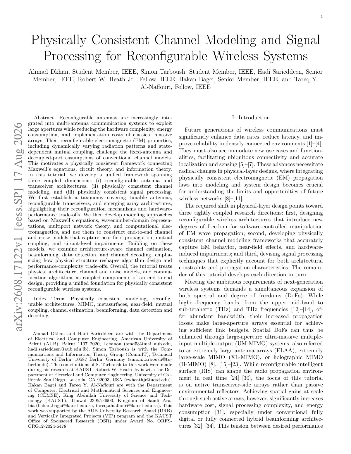 First page of 2026 Dkhan Reconfigurable Wireless Channel Modeling