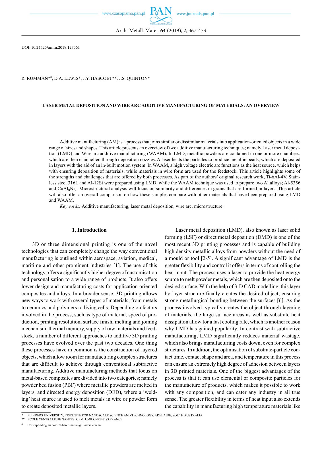 First page of Laser Metal Deposition and Wire Arc Addi