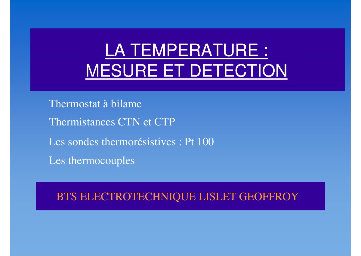 First page of sondes de temperature