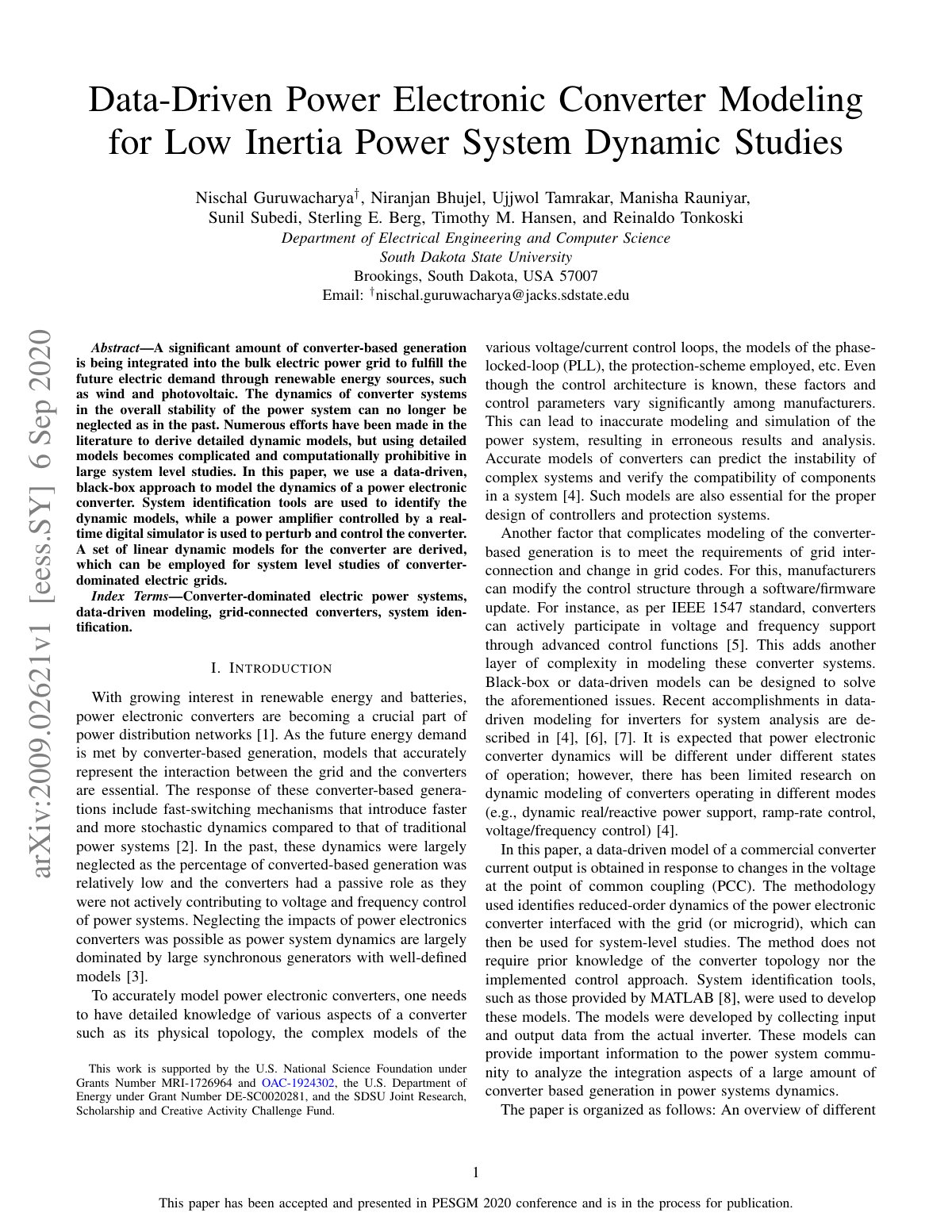 First page of Data-Driven Power Electronic Converter Modeling
